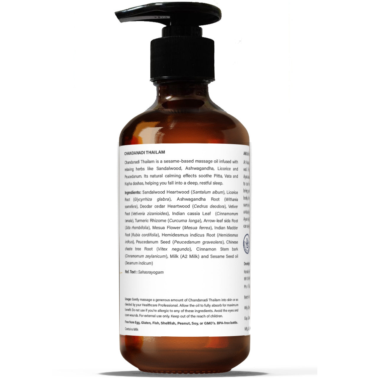 Deep Sleep Oil (Chandanadi Thailam), ayurvedic oil's ingredients view