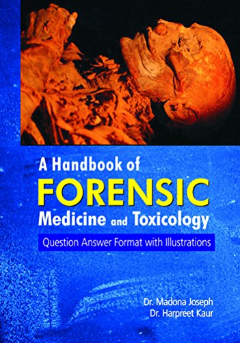 Cover of the book 'A Handbook of Forensic Medicine and Toxicology' showing a photograph of a mummy with a focus on the face, title text, and author names. Indicating that the text book is availble at kerala ayurveda store's collection of ayurveda books
