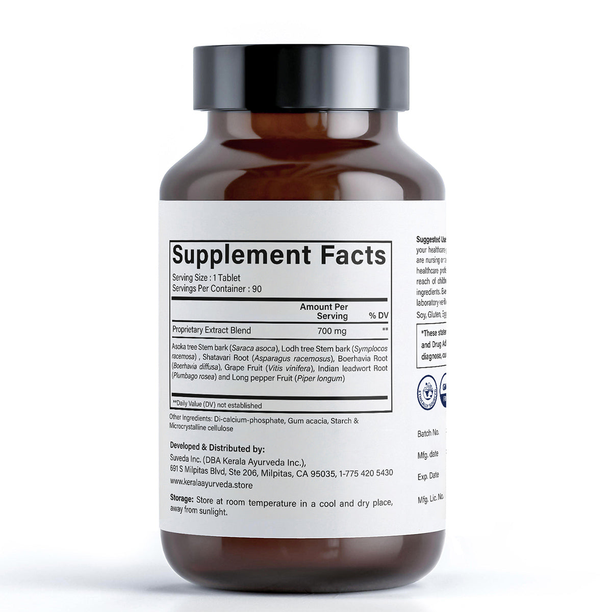 Menopause support supplements bottle with detailed label on a white background
