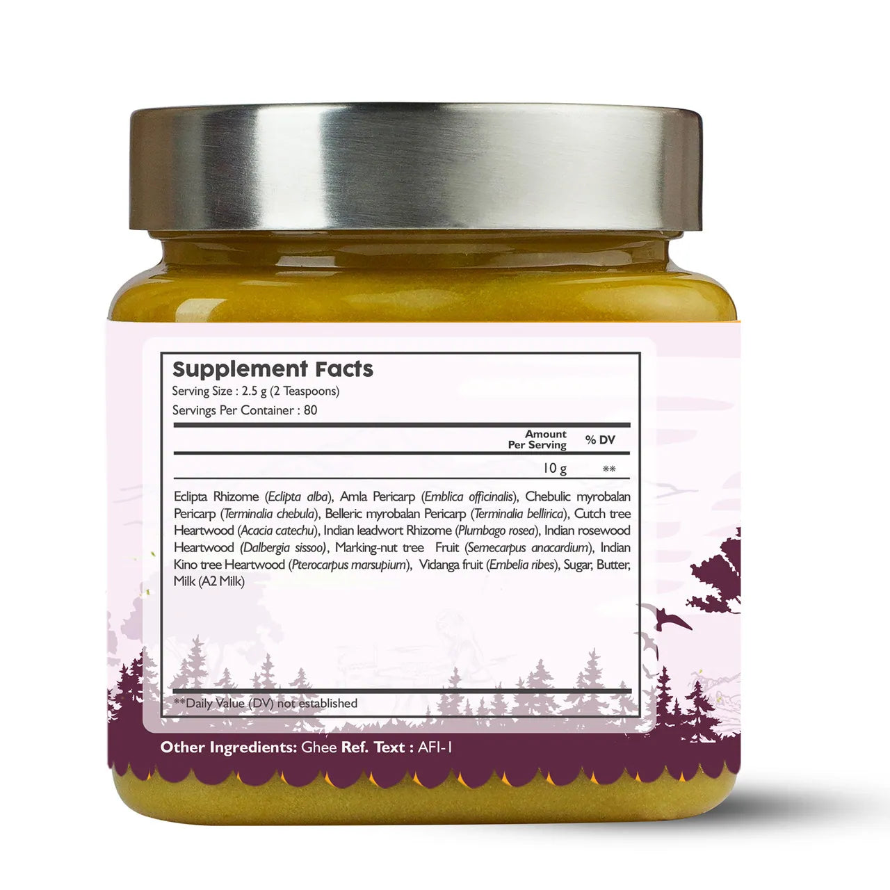 Supplement Facts of Kerala Ayurveda Narasimha Rasayanam, with a label featuring a illustration of a person and trees, indicating it is a herbal supplements product.