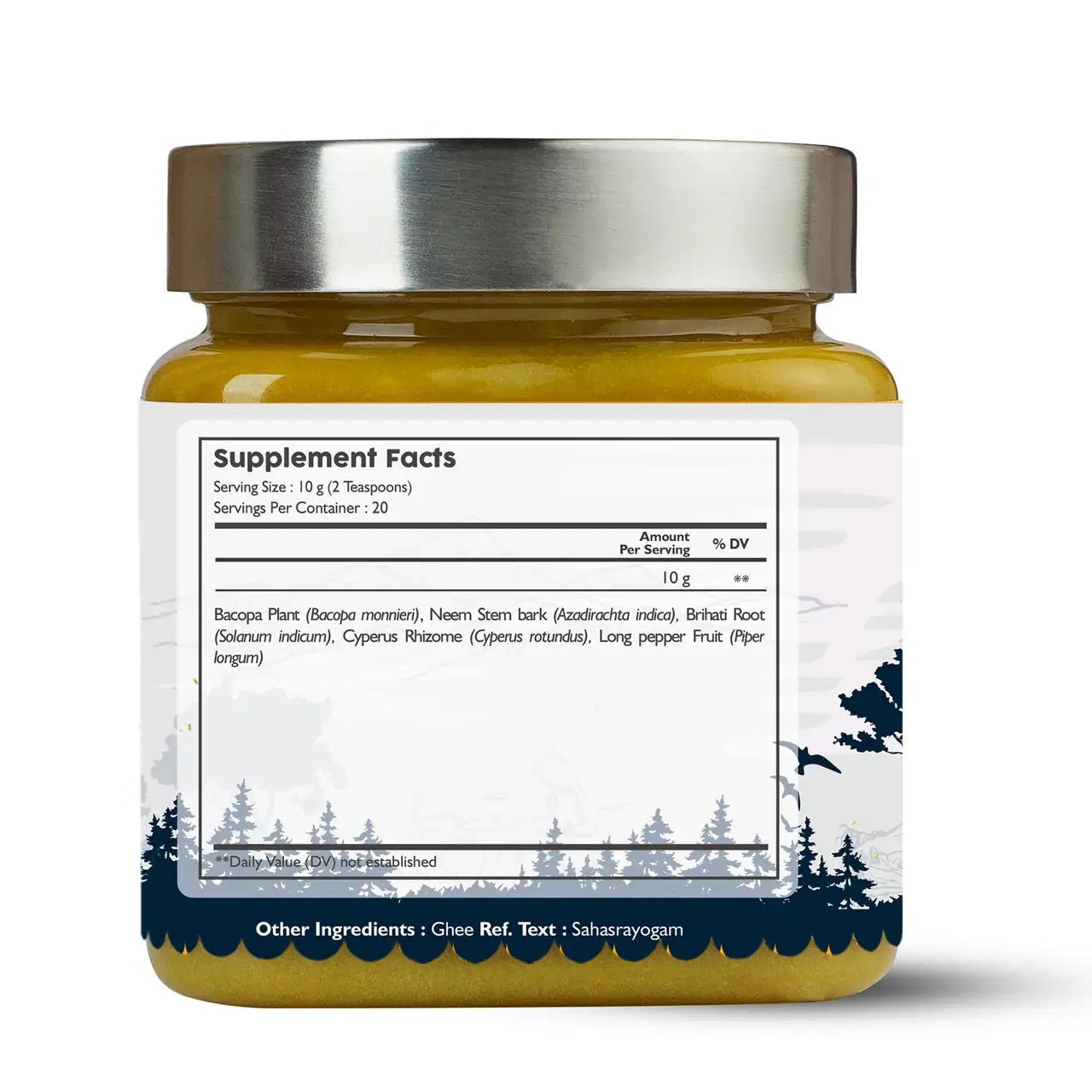 A jar of Kerala Ayurveda Thikthaka Ghee (Ghritham) with a label that includes a supplements facts and ingredients. 